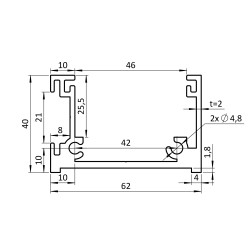 Montážny profil 62x40mm, štruktúra RAL7016, L-6000mm Montážny profil 62x40mm, štruktúra RAL7016, L-6000mm
